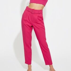 NWT ZARA Pink High-Waisted Pants With Belt XS